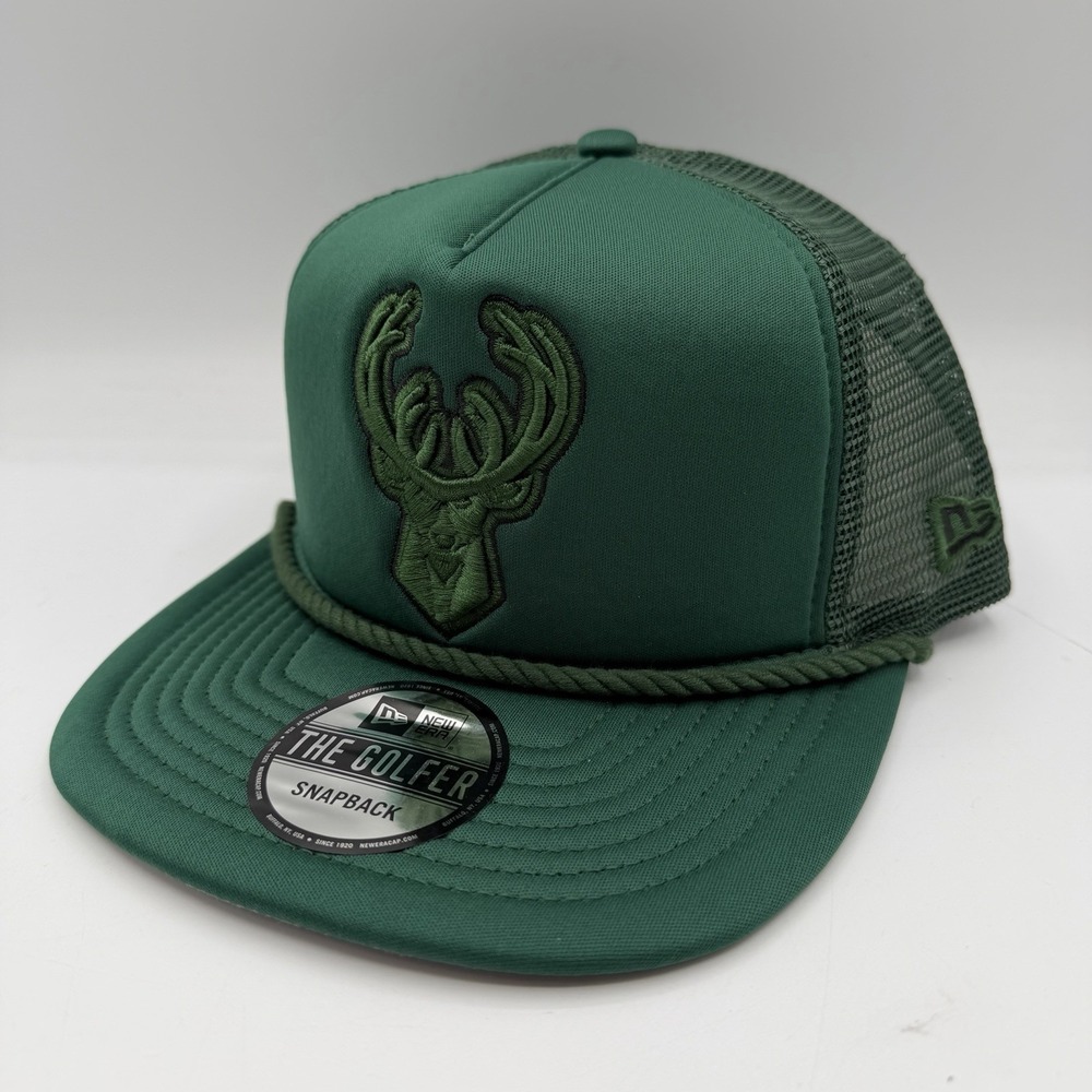 New Era The Golfer‎ Milwaukee Bucks Hat Cap Snapback Adjustable Green Tonal Pop